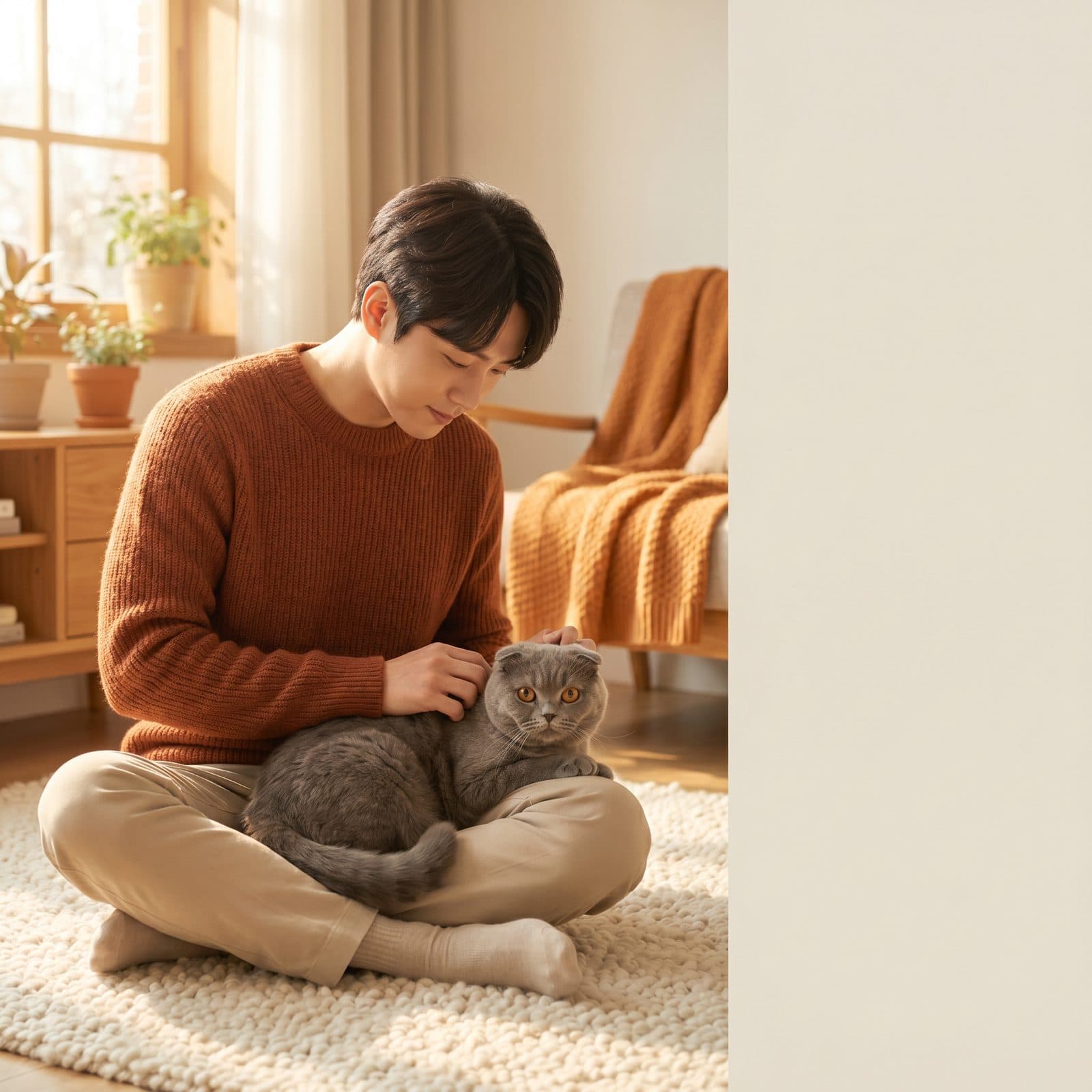 A cozy moment with a cat